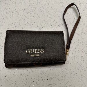 Guess Dark Brown Wristlet Wallet